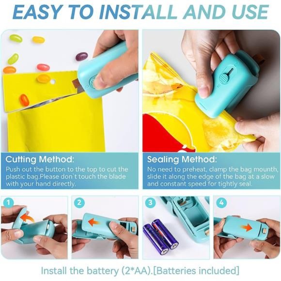 Mini Bag Sealer,Handheld Heat Vacuum Sealer, 2in1 Sealer and Cutter with Lanyard - Picture 4 of 6